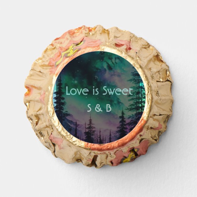 Celestial Northern Lights Chocolate Wedding Reese's Peanut Butter Cups (Front)