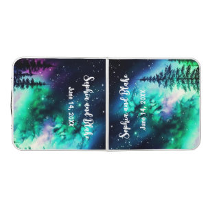 Celestial Northern Lights Wedding Beer Pong Table