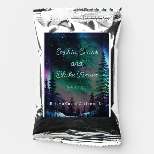 Celestial Northern Lights Wedding Coffee Drink Mix (Front)