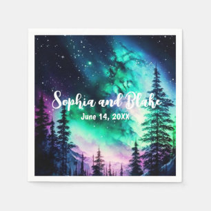 Celestial Northern Lights Wedding Napkins