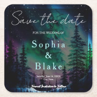 Celestial Northern Lights Wedding Save the Date