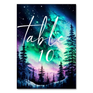 Celestial Northern Lights Wedding Table Number