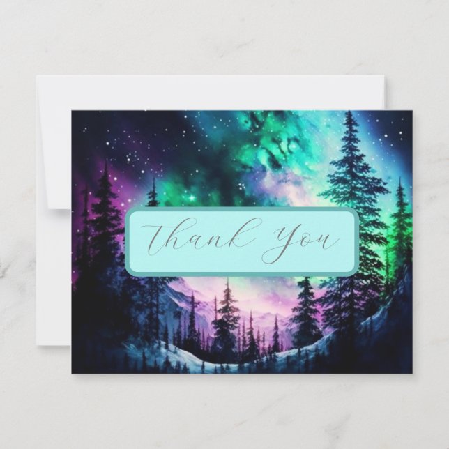 Celestial Northern Lights Wedding Thank You Card (Front)