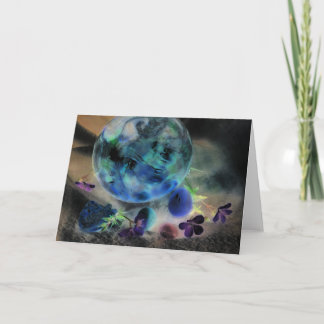 "Celestial Objects" Glass Globe with Flowers Card