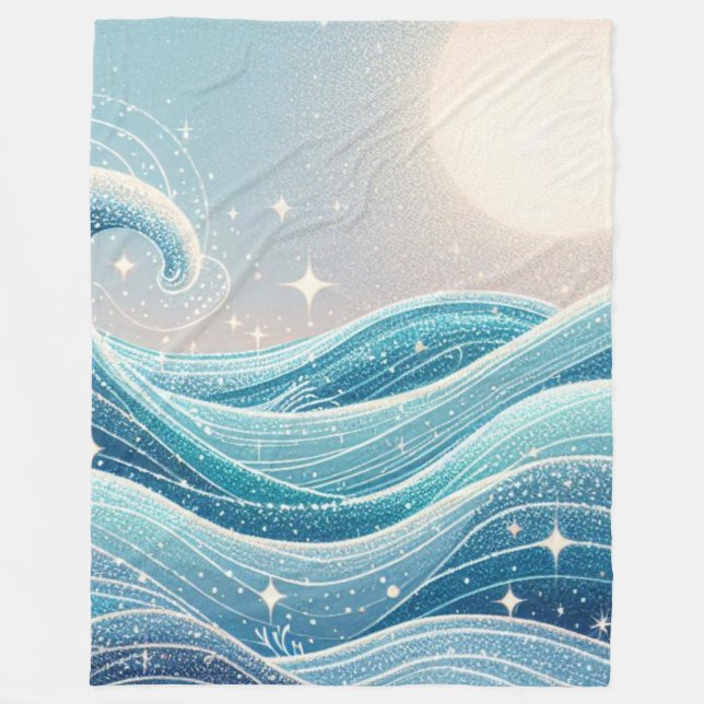 Celestial Ocean Dreams Fleece Blanket (Front)