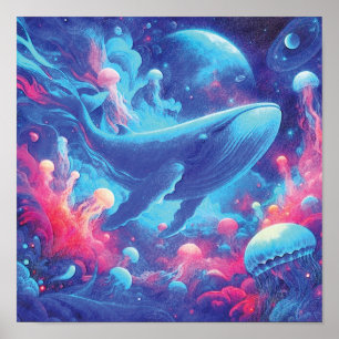 Celestial Ocean Voyager Whale's Cosmic Journey Poster