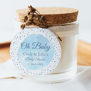 Celestial Oh Baby Blue Moon & Stars Baby Shower Fa Favor Tags