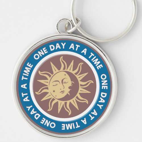 Celestial One Day at a Time Sun  Moon Keychain