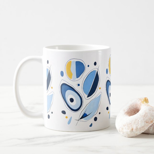 Celestial Orb Odyssey Abstract Coffee Mug (With Donut)