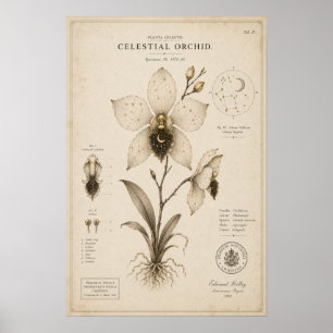 Celestial Orchid Victorian Botanical Museum Print