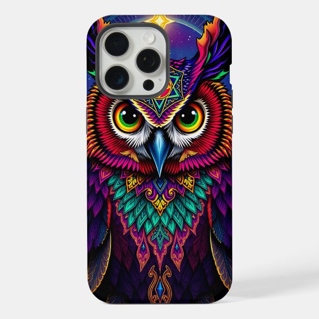 Celestial Owl Art: Starry Galaxy Cosmos Iphone Case (Back)