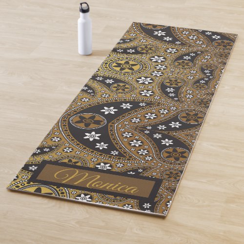 Celestial Paisley Floral Personalized Name Yoga Mat