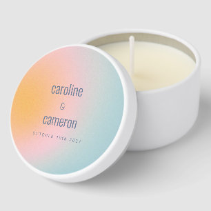 Celestial Pastel Blue Pink Gradient Custom Wedding Mini Candle Favors
