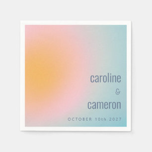 Celestial Pastel Blue Pink Grainy Gradient Wedding Napkins