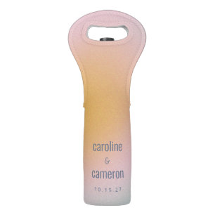 Celestial Pastel Blue Pink Grainy Gradient Wedding Wine Bag