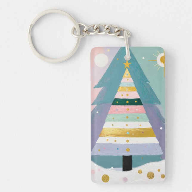 Celestial Pastel Christmas Tree Keychain (Front)