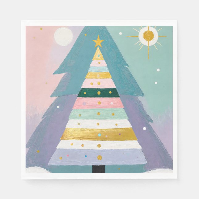 Celestial Pastel Christmas Tree Napkins (Front)