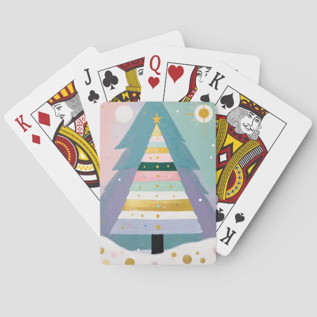Celestial Pastel Christmas Tree Poker Cards (Back)