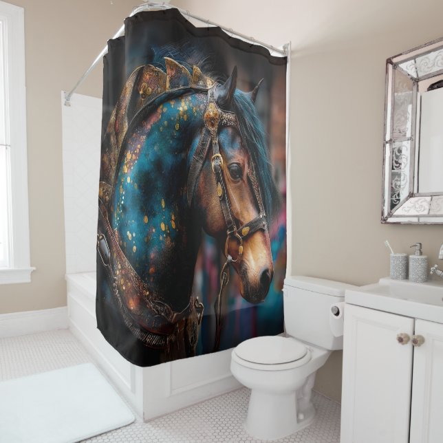 Celestial Patina Majestic Horse  Shower Curtain (In Situ)
