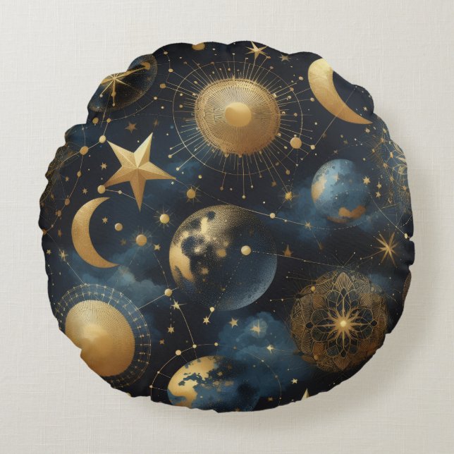 Celestial Pattern Round Pillow (Front)