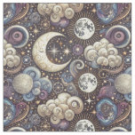 Celestial Pattern-Seamless Moon and Stars Design Fabric