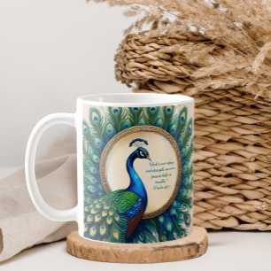 Celestial Peacock Bloom Bible Verse  Coffee Mug
