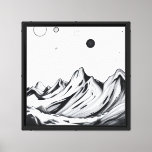 Celestial Peaks – Surreal Monochrome by SoniaArtis Canvas Print