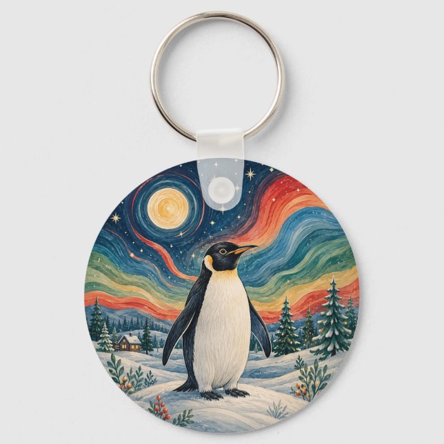 Celestial Penguin's Winter Solstice Keychain (Front)