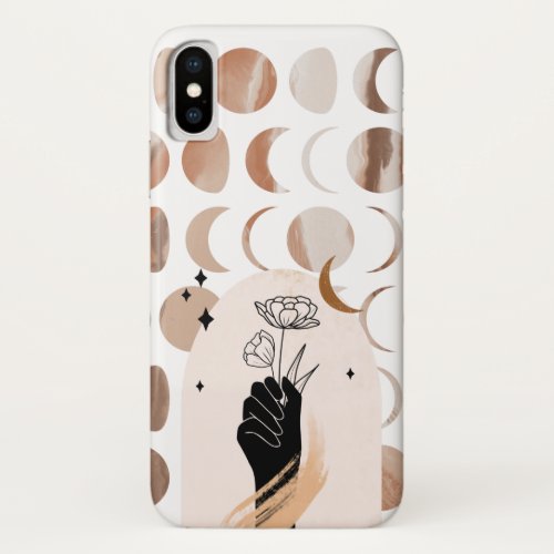 Celestial Phases of the Moon Botanical  iPhone XS Case