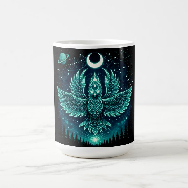 Celestial Phoenix – Cosmic Rebirth Wildlife Galaxy Coffee Mug (Center)