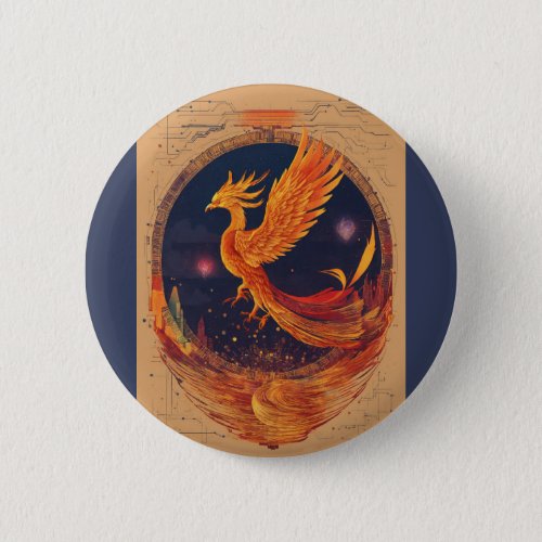 Celestial Phoenix Tattoo Design  Button