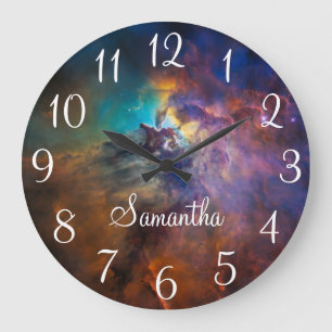 Celestial Photo Lagoon Nebula Personalized Large Clock