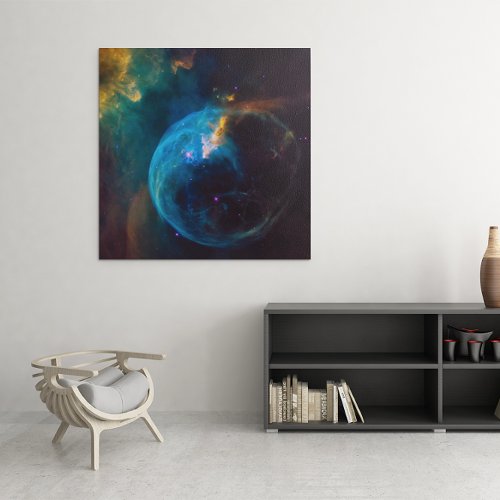 Celestial Photo Teal and Aqua Bubble Nebula Canvas Print