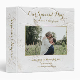 Celestial Photo White Gold Glitter Wedding Elegant 3 Ring Binder