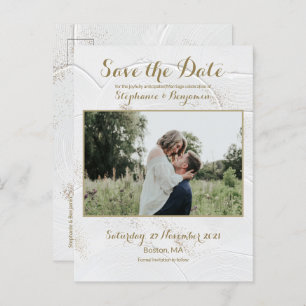 Celestial Photo White Gold Save the Date Postcard