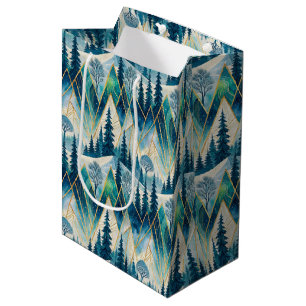 Celestial Pines Mountain Abstract Winter  Medium Gift Bag