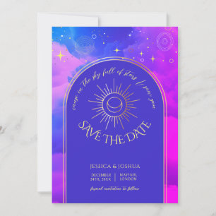 Celestial Pink Purple Blue Cloudy Galaxy Photo Invitation