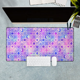 Celestial Pink Purple Tarot Pattern Custom Name Desk Mat