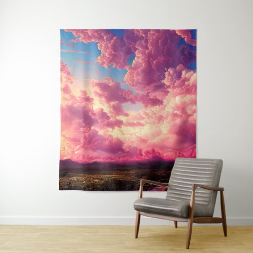 Celestial Pink Sky Tapestry