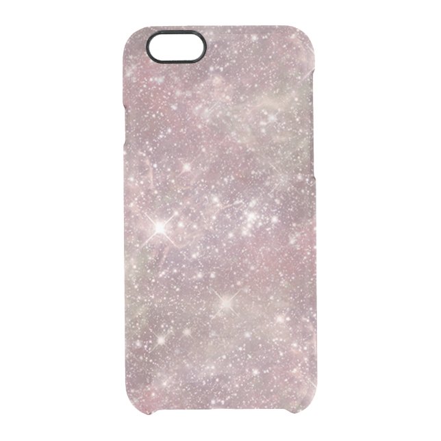 Celestial Pink Stars Clear Transparent Uncommon iPhone Case (Back)