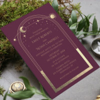 Celestial Plum Gold Sun Moon Stars Wedding