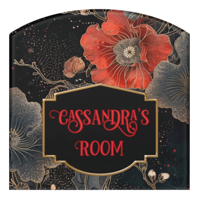 Celestial Poppies Personalized Door Sign (Contour Front)