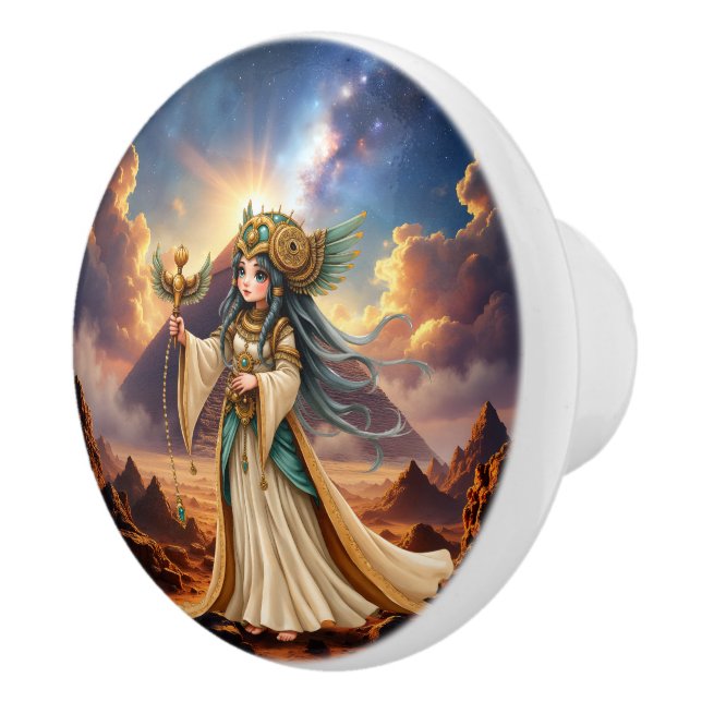 Celestial Priestess of the Golden Pyramid. Ceramic Knob (Right)