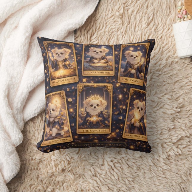 Celestial Pup Oracle – Magical Tarot Card Cushion (Blanket)