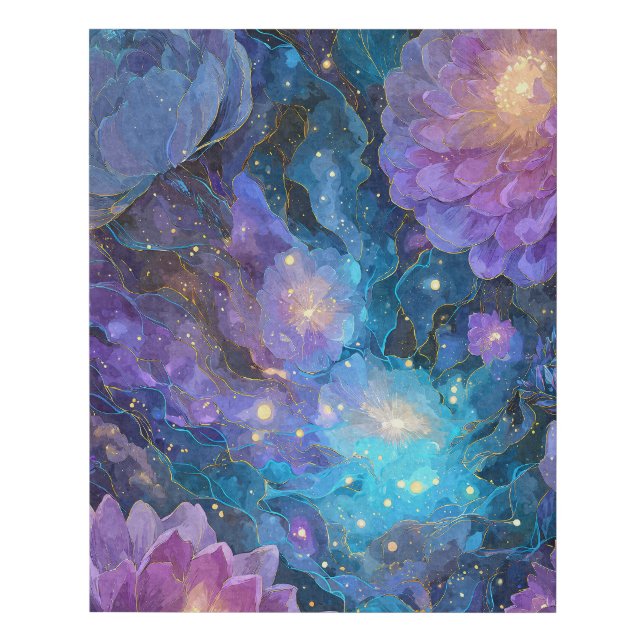 Celestial Purple Cosmic Bloom Fantasy Faux Canvas Print (Front)