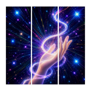 Celestial Purple Energy Triptych Canvas Wall Art