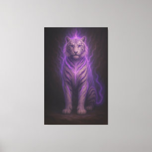 Celestial Purple Flame White Tiger – High-End Fant Canvas Print
