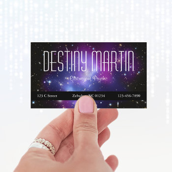Celestial Purple Galaxy Cluster Space Photo Business Card by annaleeblysse at Zazzle