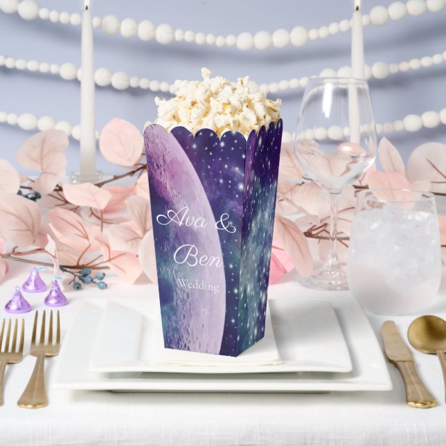 Celestial Purple Galaxy Moon Wedding  Favor Boxes (Wedding)