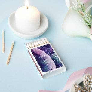 Celestial Purple Galaxy Moon Wedding  Matchboxes